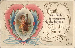 Valentine Song, with Cupid and Fiddle Postcard Postcard