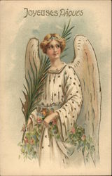 Happy Easter (Joyeuses Paques) With Angels Postcard Postcard