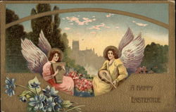 A Happy Easter - Angels with Musical Instruments With Angels Postcard Postcard