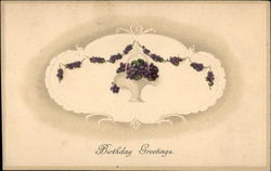 Purple flowers in a white basket Postcard