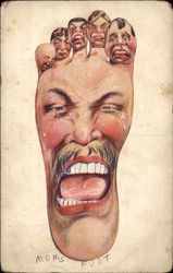 Faces on Sole of Foot Comic, Funny Postcard Postcard