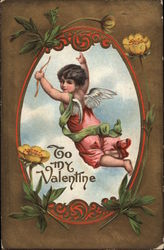 Cupid with Bow Flies in the Sky Postcard Postcard