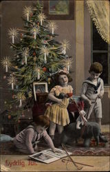 Children with Christmas Tree Postcard Postcard