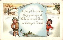 A Jolly Christmas Children Postcard Postcard