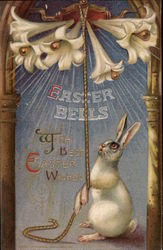 Easter Bells with best Easter Wishes With Bunnies Postcard Postcard