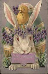 Easter Greetings With Bunnies Postcard Postcard