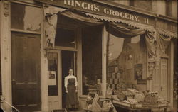 Hinch's Grocery Storefront Buildings Postcard Postcard