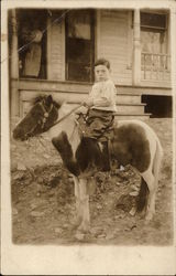 Boy on Pinto Horse Boys Postcard Postcard