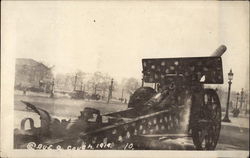 Military Gun in Plaza Postcard