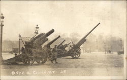 Military Guns in Plaza World War I Postcard Postcard