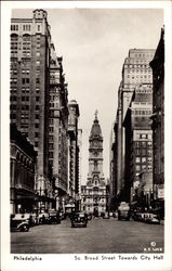 South Broad Street Towards City Hall Philadelphia, PA Postcard Postcard