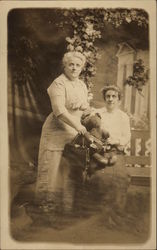 Two Women with a Teddy Bear Postcard