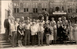 Travelers in Front of Large Building Ausklang Des Barock Postcard