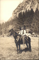 Native American Indian on Horse Native Americana Postcard Postcard