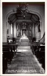 Altar in the San Gabriel Mission Postcard