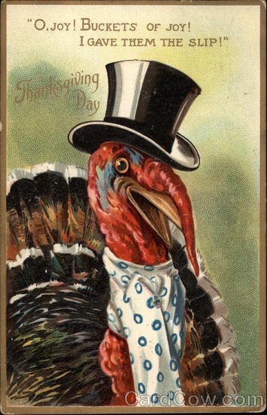 Thanksgiving Turkey Wears a Top Hat and Ascot Turkeys