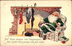 Christmas - Santa by the Fireside Santa Claus Postcard Postcard