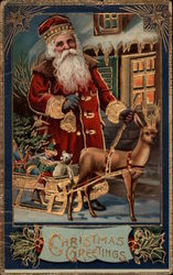 Christmas Greetings Santa Claus Postcard Postcard