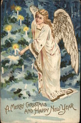 Angel & Christmas Tree Postcard