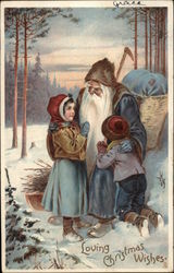 Santa in Blue Robe with Children Santa Claus Postcard Postcard