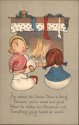 Children in Front of a Home Fire Postcard Postcard