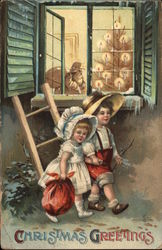 Christmas Greetings Children Postcard Postcard