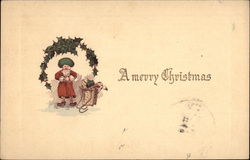 A Merry Christmas - Santa and Holly Santa Claus Postcard Postcard