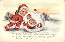 Young Children Playing in the Snow Postcard