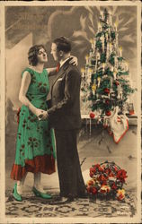 Merry Christmas - Couple with Christmas Tree Postcard