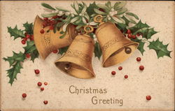 Christmas Greeting - Bells and Holly Postcard