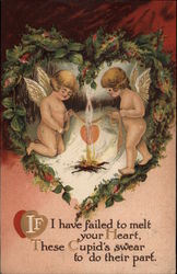 Cupids with Heart and Fire Postcard Postcard