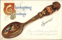 Spoon Decorated with Thanksgiving Themes Fantasy Postcard Postcard