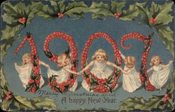 Angels Dancing around the year 1907 made of Holly Berries Angels & Cherubs Postcard Postcard