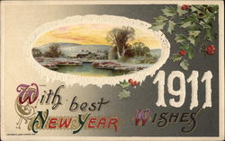 With Best New Year Wishes - 1911 Year Dates Postcard Postcard