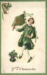 Man in Green Dances an Irish Jig Postcard