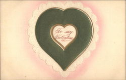 Embossed Green Lacy Heart Hearts Postcard Postcard