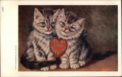 Two Kittens with a Valentine Animals Postcard Postcard