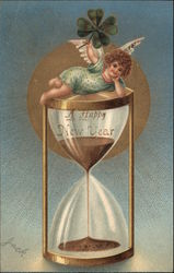 A Happy New Year - Angel with Hourglass Postcard