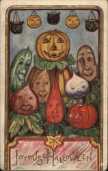 Joyous Halloween - Vegetables with Faces Postcard Postcard