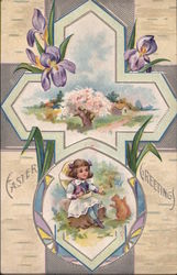 Easter Greetings - Cross and Irises Crosses Postcard Postcard