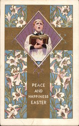 Peace and Happiness Easter - Cross and Choir Boy Postcard