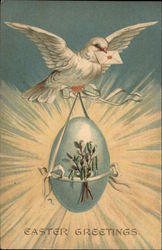 Easter Greetings - Dove Carrying Egg Eggs Postcard Postcard