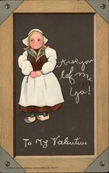 Dutch Girl Sends a Valentine Wish Children Postcard Postcard