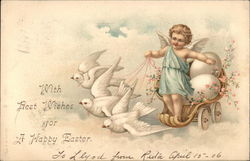 With Best Wishes for a Happy Easter - Cherub with Doves With Angels Postcard Postcard