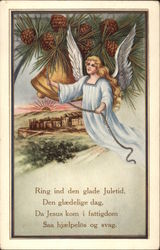 Ring ind den glade Juletid Angels Postcard Postcard