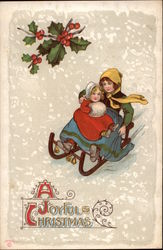 Mother and Child on a Toboggan Postcard