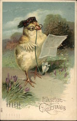 Chick with Classes Reading a Newspaper With Chicks Postcard Postcard