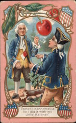 George Washington with Hatchet and felled Cherry Tree Social History Postcard Postcard