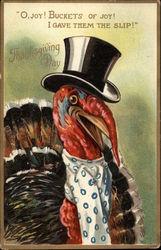 Thanksgiving Turkey Wears a Top Hat and Ascot Postcard