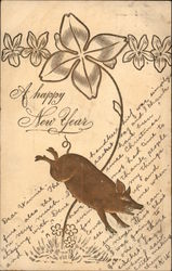 A Happy New Year - Leaping Pig Pigs Postcard Postcard